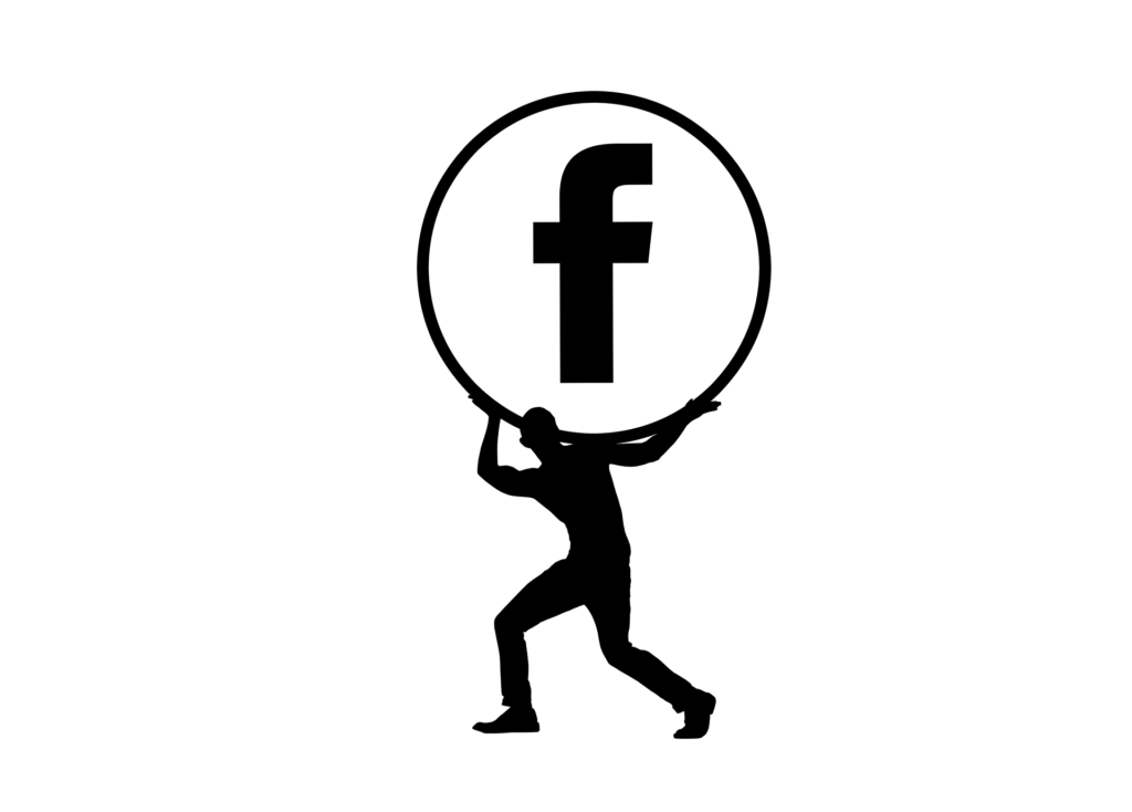 איש מחזיק סמל פייסבוק על הגב