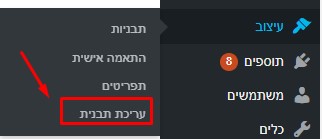 עריכת תבנית בוורדפרס